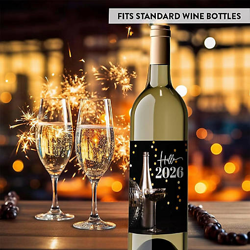 8PC Wine Bottle Happy New Year Disco