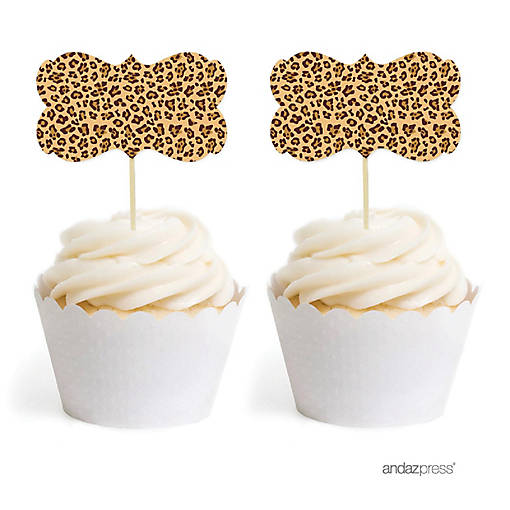 8PK Leopard Cheetah Cupcake Toppers