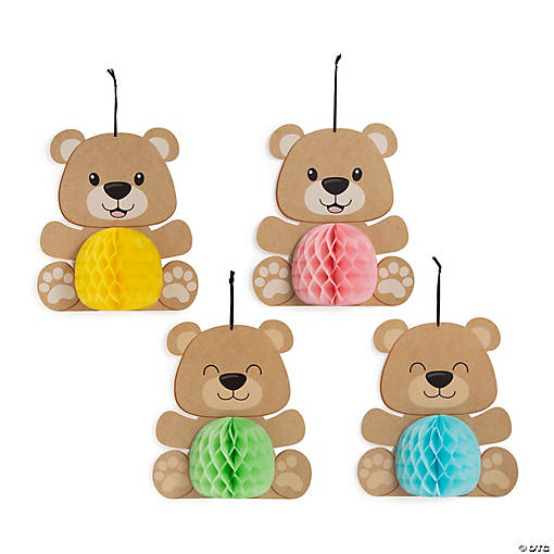 9 3/4" Teddy Bear Honeycomb Ceiling Decorations - 4 Pc.