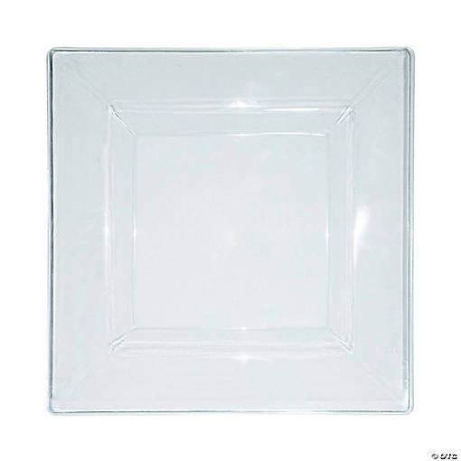 9.5" Clear Square Plastic Dinner Plates (40 Plates)