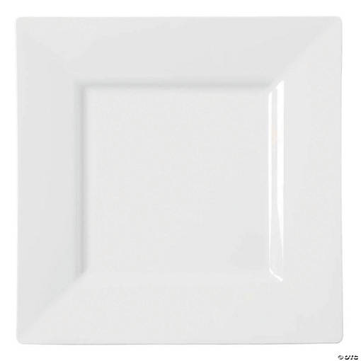 9.5" White Square Plastic Dinner Plates (40 Plates)