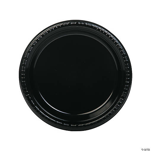 9" Black Disposable Plastic Dinner Plates - 20 Ct.