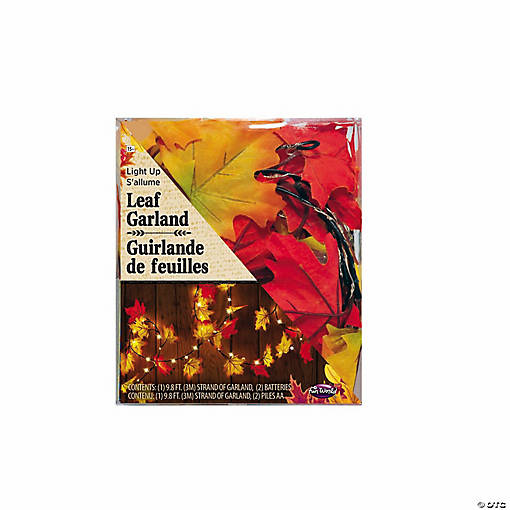 9 Ft. Light-Up Red &amp; Orange Fall Leaf Garland