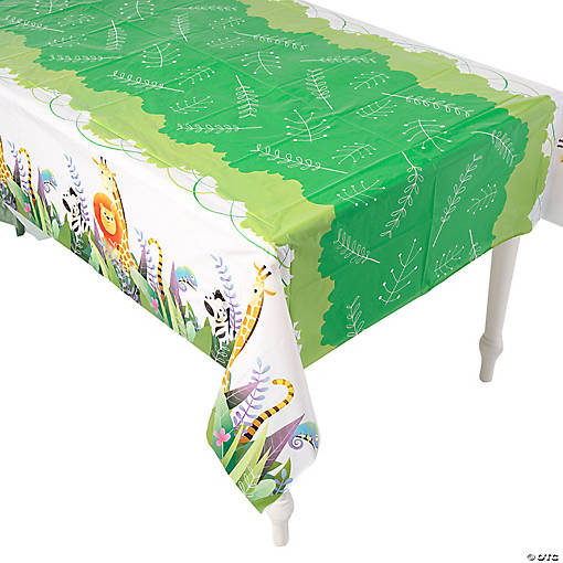 9 ft. Zoo Animals Party Disposable Rectangle Plastic Tablecloth