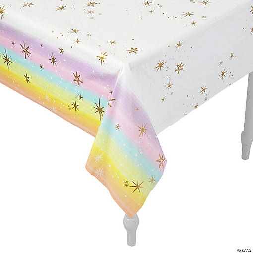 9 Ft Unicorn Party Rectangle Disposable Plastic Tablecloth