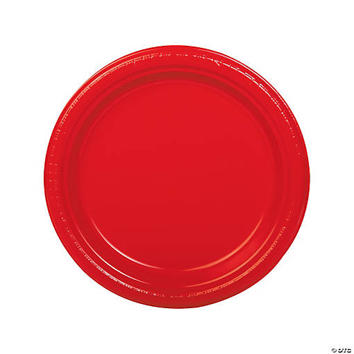 9" Red Disposable Plastic Dinner Plates - 20 Ct.