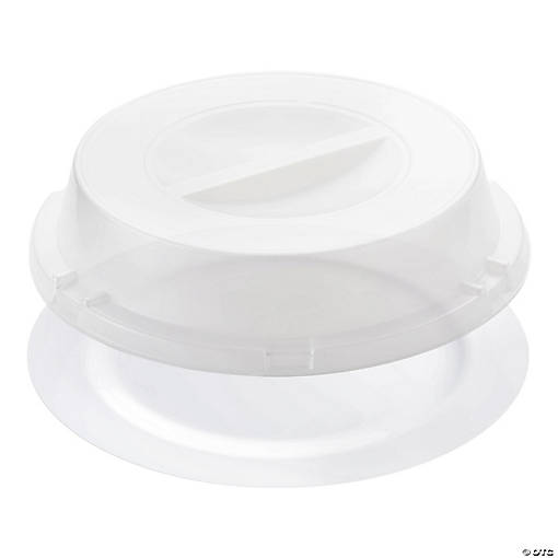 9" Solid White Disposable Plastic Buffet Plates with Clear Dome Lids - (250 Settings)