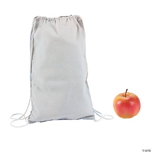 9" x 14" DIY Medium White Canvas Drawstring Bags - 12 Pc.