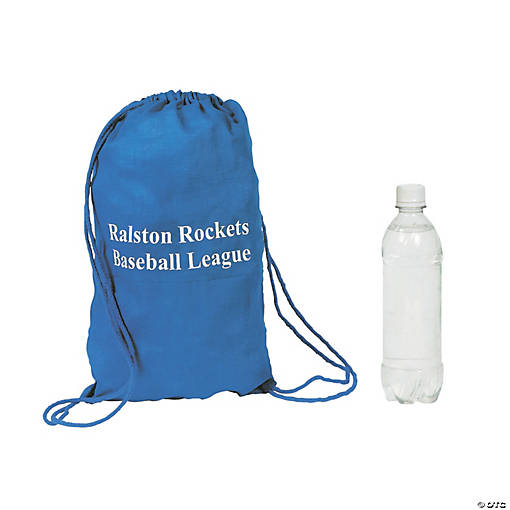 9" x 14" Personalized Blue Drawstring Bags
