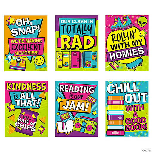 90s Reading Poster Set - 6 Pc.