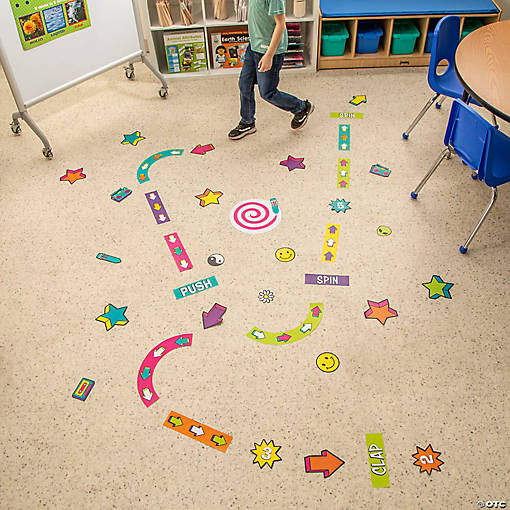 90s Theme Sensory Pathway Floor Decals - 66 Pc.