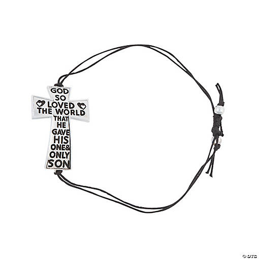 Adjustable Word Cross Bracelets - 12 Pc.