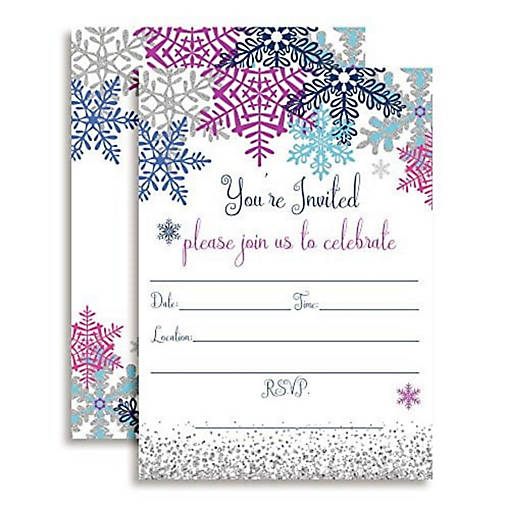 Amanda Creation Winter Snowflake Invitations with Envelopes - 20 Pc.