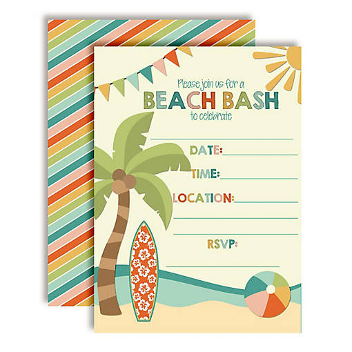 AmandaCreation Beach Bash Birthday Invites 40pc.