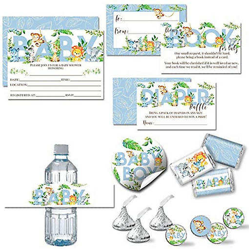 AmandaCreation Blue Jungle Animals Party Bundle 381pc.