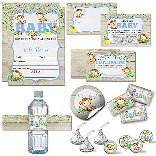 AmandaCreation Blue Jungle Monkeys Party Bundle 381pc.
