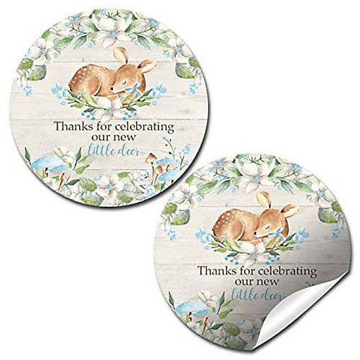 AmandaCreation Blue Little Deer Envelope Seals 40pc.