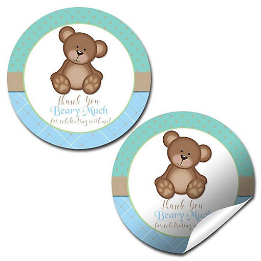 AmandaCreation Blue Teddy Bear Envelope Seals 40pc.