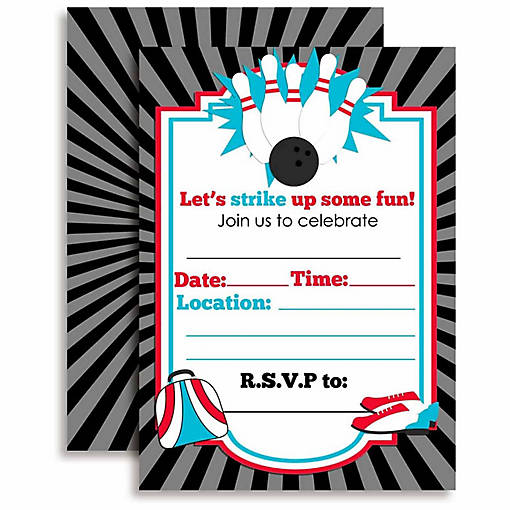 AmandaCreation Bowling Birthday Invites 40pc.