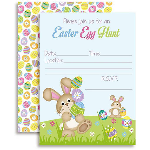 AmandaCreation Bunny Egg Hunt Easter Invites 40pc.
