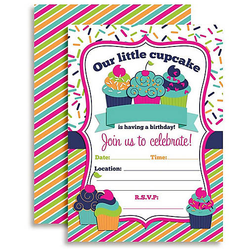 AmandaCreation Cupcake Birthday Invites 40pc.