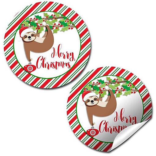 AmandaCreation Deck The Halls Sloth Envelope Seals 40pc.