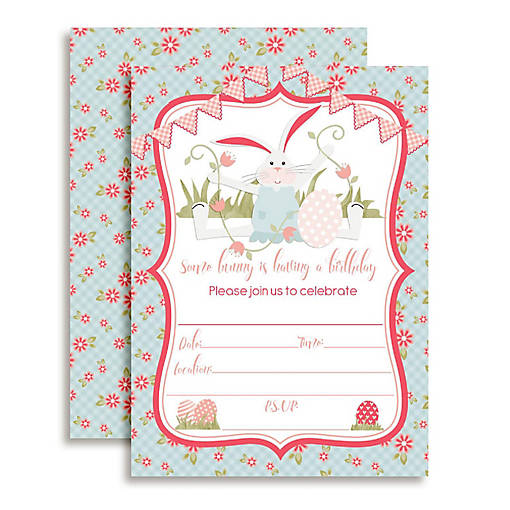AmandaCreation Easter Bunny Birthday Invites 40pc.