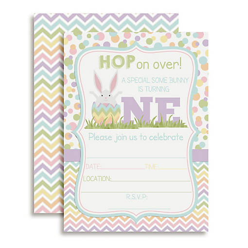 AmandaCreation Easter First Birthday Baby Invites 40pc.