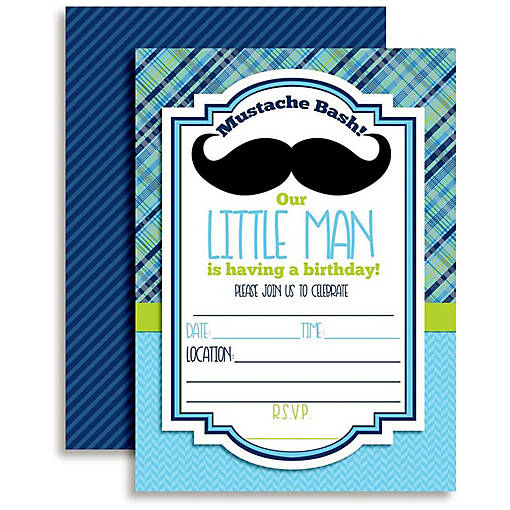 AmandaCreation Mustache Bash Birthday Invites 40pc.