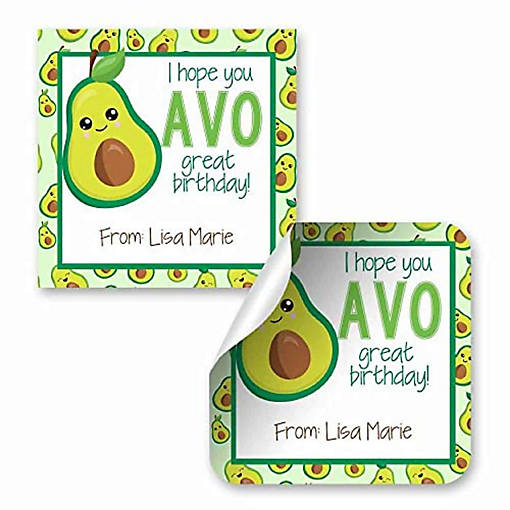 AmandaCreation Personalized Avocado Gift Tag Stickers 24pc.