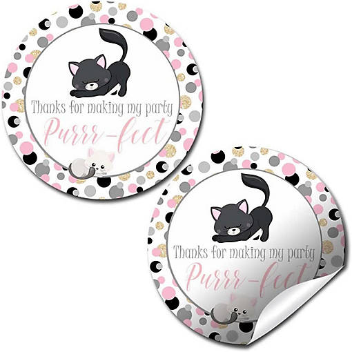 AmandaCreation Polka Dot Kitty Envelope Seal 40pcs.