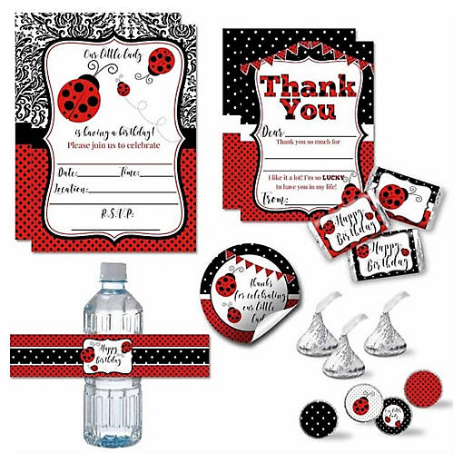 AmandaCreation Red Polka Dot Ladybug Party Bundle 381pc.