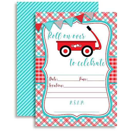 AmandaCreation Red Wagon Boy Invites 40pc.
