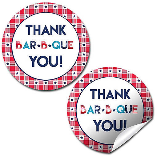 AmandaCreation Red White and Blue BBQ Envelope Seals 40pc
