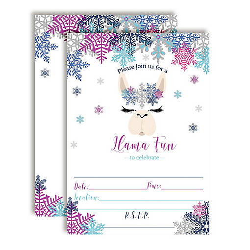 AmandaCreation Snowflake Llama Face Invites 40pc.