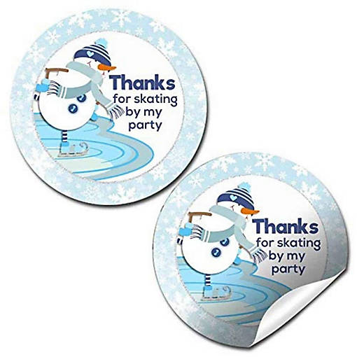 AmandaCreation Snowman Ice Skating Envelope Seals 40pc