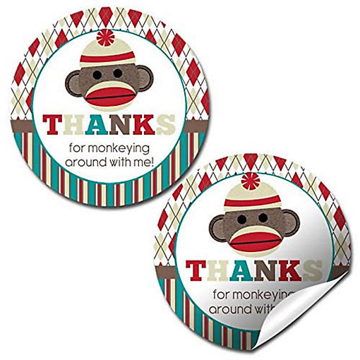 AmandaCreation Sock Monkey Envelope Seals 40pc.