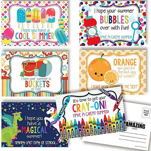 AmandaCreation Summer Fun Teacher Postcards 30pc.