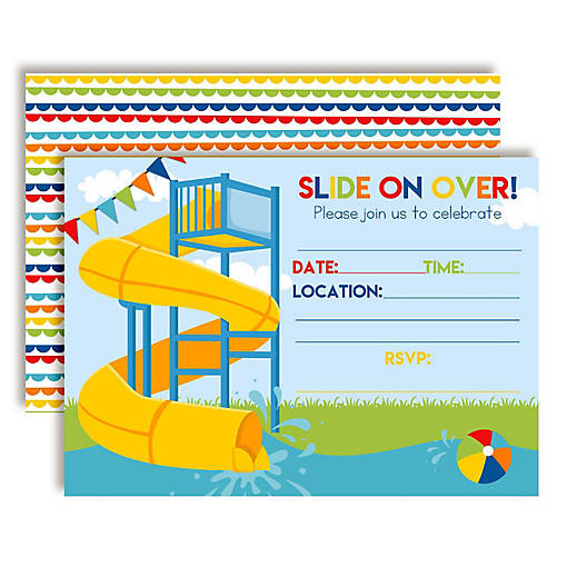 AmandaCreation Waterslide Horizontal Boy Invites 40pc.