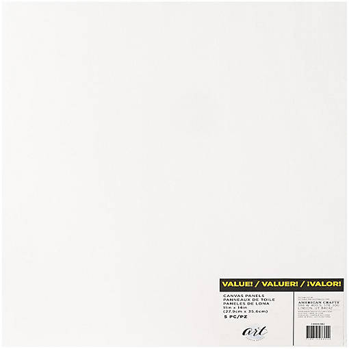 American Crafts Art Supply Basics Panel Pack Canvas 5/Pkg-11"X14"