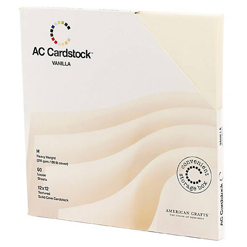 American Crafts Textured Cardstock Pack 12"X12" 60/Pkg-Solid Vanilla