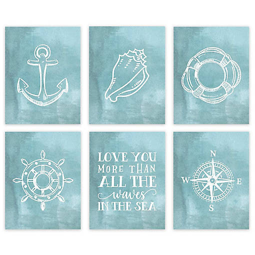 Aqua Compass Anchor Shell 6Pk 8.5x11in