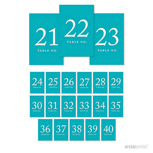 Aqua Table Numbers 21 40 4x6