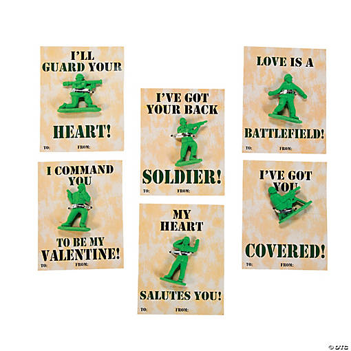 Army Guy Eraser Valentine Exchanges with Card for 24