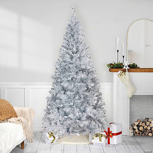 Artificial Tinsel Christmas Tree - 9' - Silver - Unlit