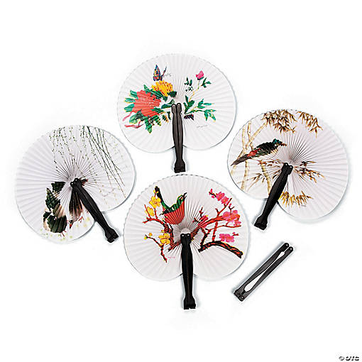 Asian Folding Hand Fan Assortment - 12 Pc.