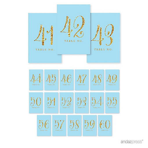 B.Blue Gold Glitter Table Numbers 41-60