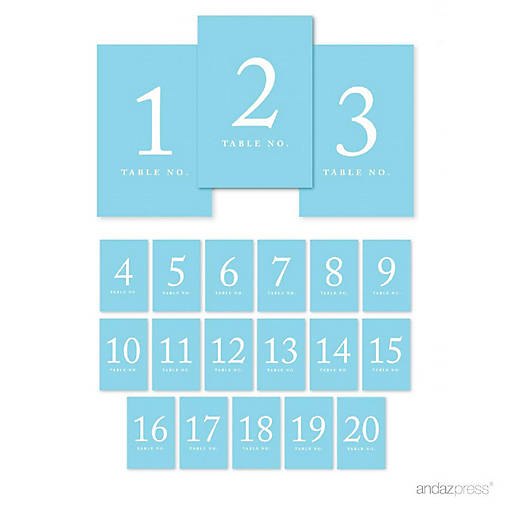 Baby Blue Table Numbers 1 20