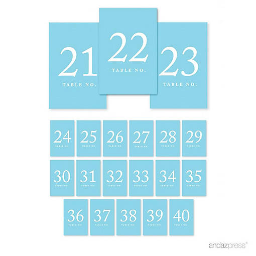 Baby Blue Table Numbers 21 40