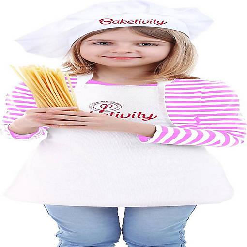 Baketivity Kids Chef Apron and Hat Set